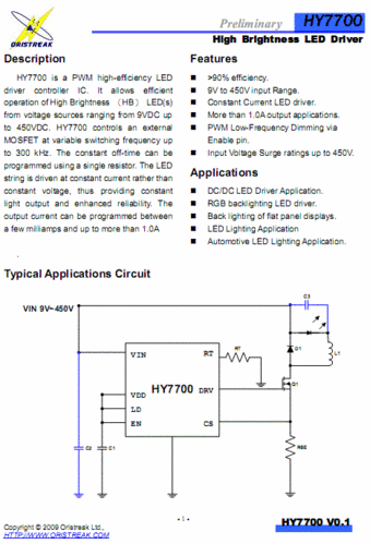 LED Driver IC(HY7700) ۮeHV9910